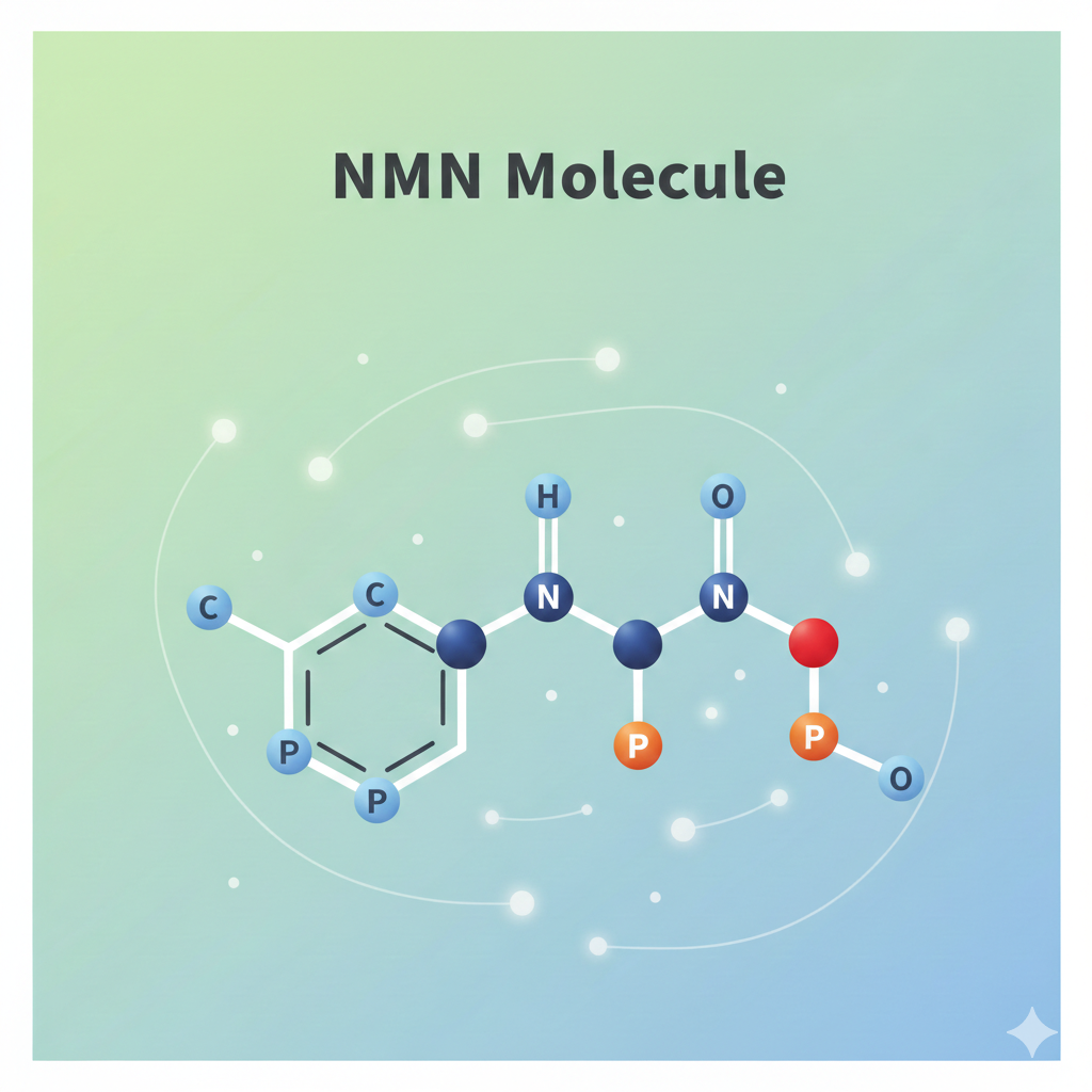 NMN molecular structure related to NAD+ production and cellular health
