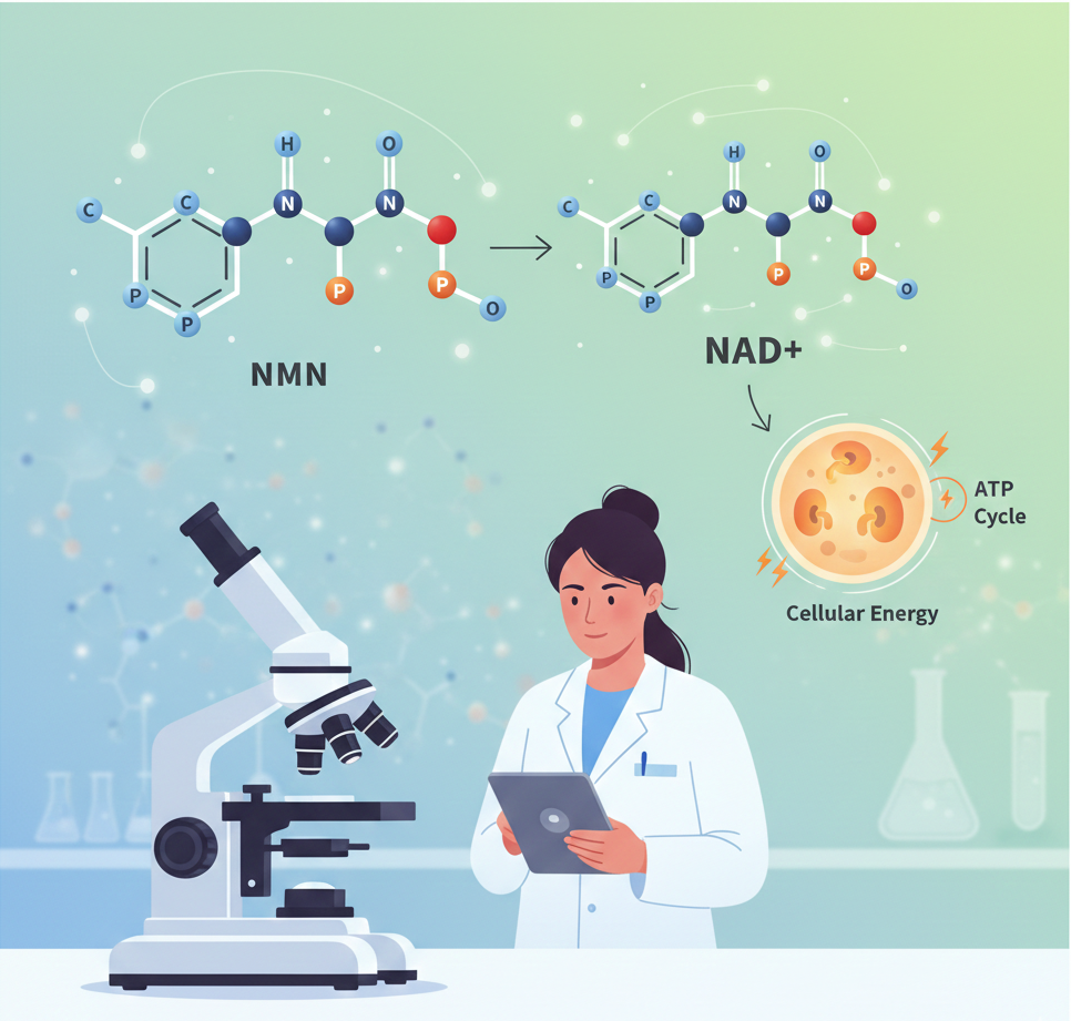 NMN and NAD+ molecular relationship and cellular energy